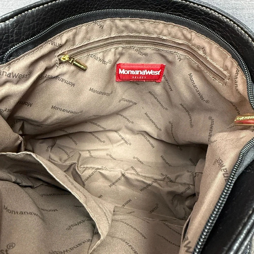 Montana West Hobo Bag Women Vegan Leather Pebbled Black  Zip Closure ‎ Purse